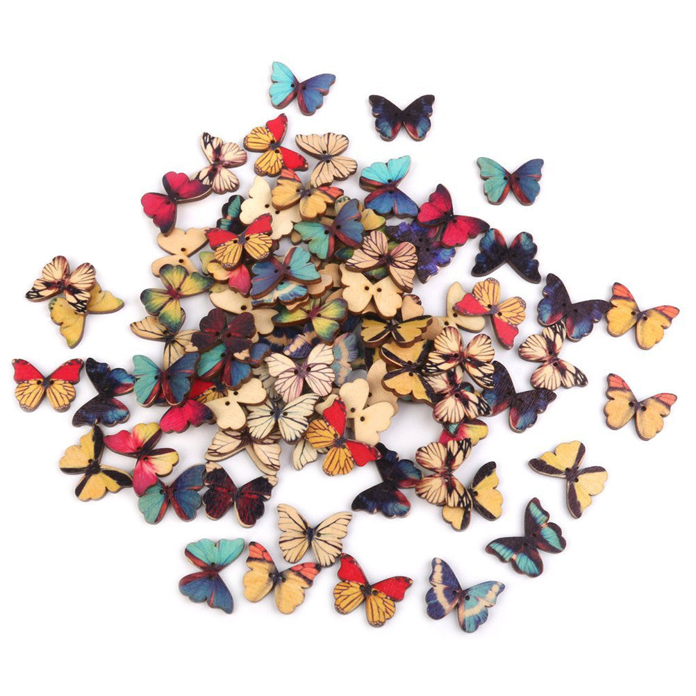 Butterfly Wooden Button